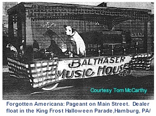 Phonograph dealer float in parade
