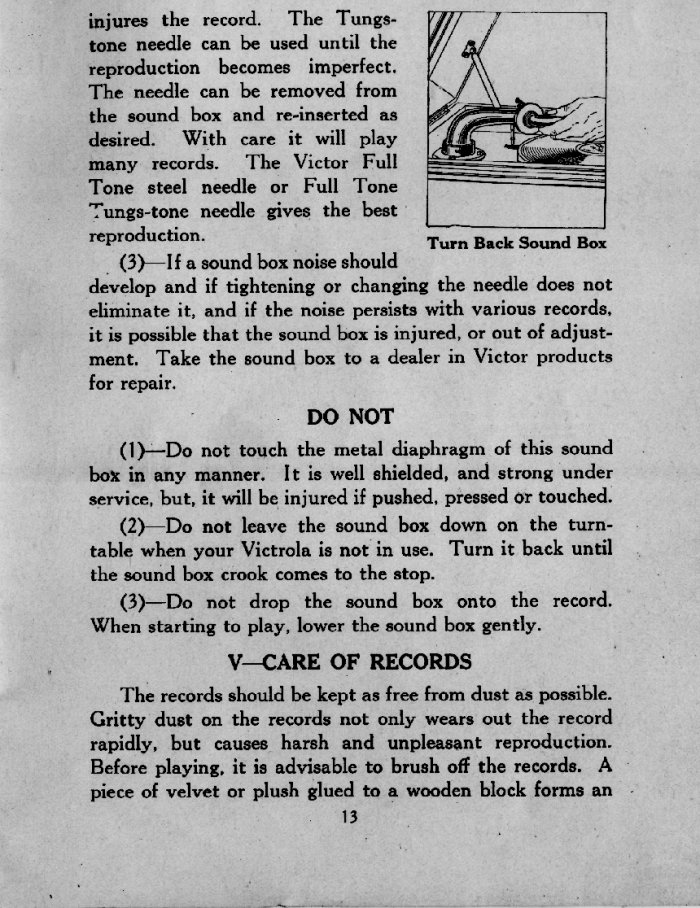 Instructions for the Orthophonic Victrola