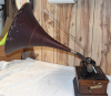 a fifth thumbnail of Edison Fireside Phonograph with papier mache horn