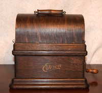 a third thumbnail of Edison Fireside Phonograph with red horn